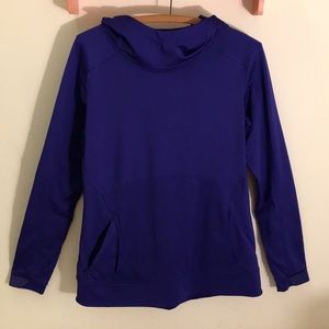 Athleta Sz Medium bright purple hoodie pull over kangaroo pocket EUC jewel tone